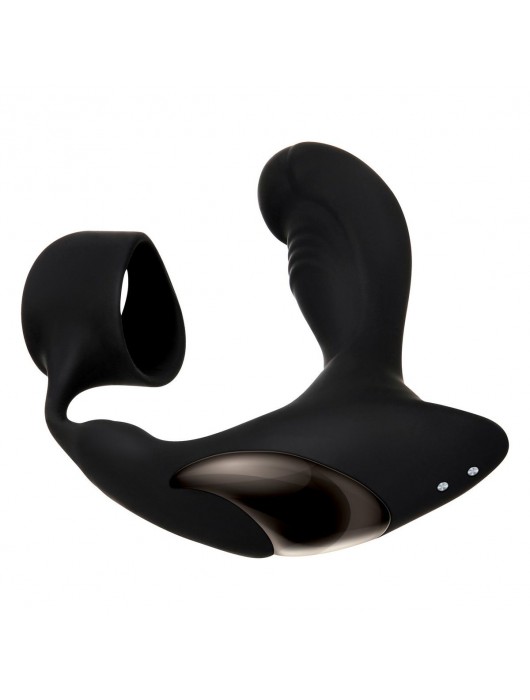 Черный вибромассажер простаты с эрекционным кольцом Strapped   Tapped - Zero Tolerance - в Братске купить с доставкой