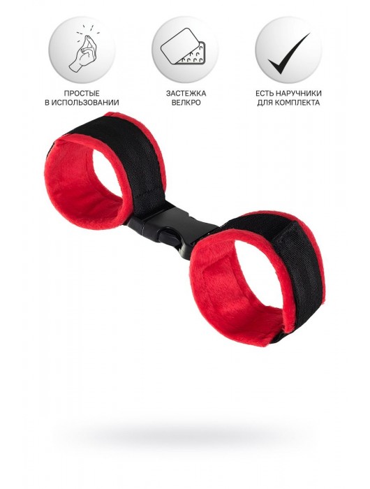 Красно-черные велюровые оковы Anonymo - ToyFa - купить с доставкой в Братске