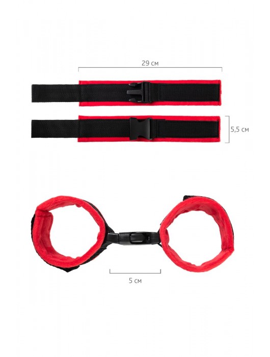 Красно-черные велюровые оковы Anonymo - ToyFa - купить с доставкой в Братске