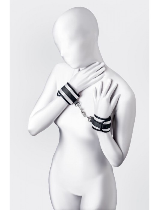 Серебристо-черные наручники Anonymo - ToyFa - купить с доставкой в Братске