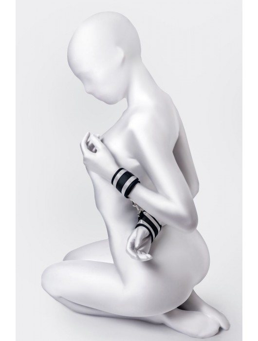 Серебристо-черные наручники Anonymo - ToyFa - купить с доставкой в Братске