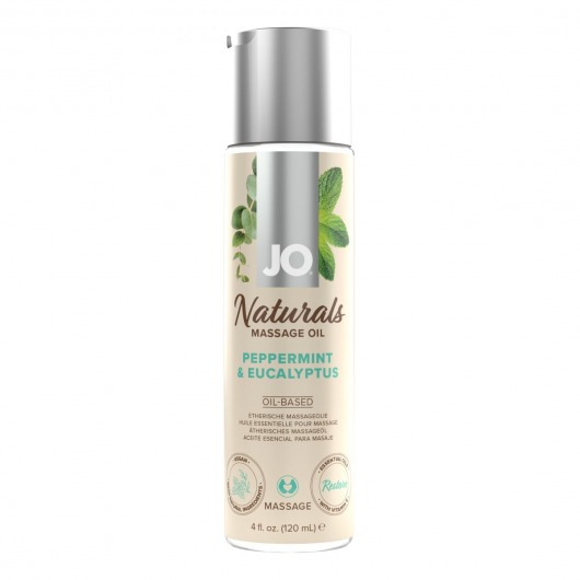 Массажное масло с ароматом перечной мяты и эвкалипта JO Naturals Peppermint   Eucalyptus - 120 мл. - System JO - купить с доставкой в Братске