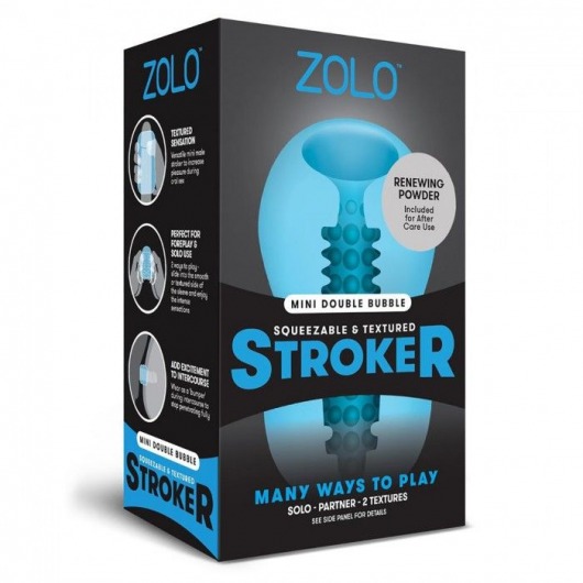 Голубой двусторонний мастурбатор MINI DOUBLE BUBBLE - Zolo - в Братске купить с доставкой
