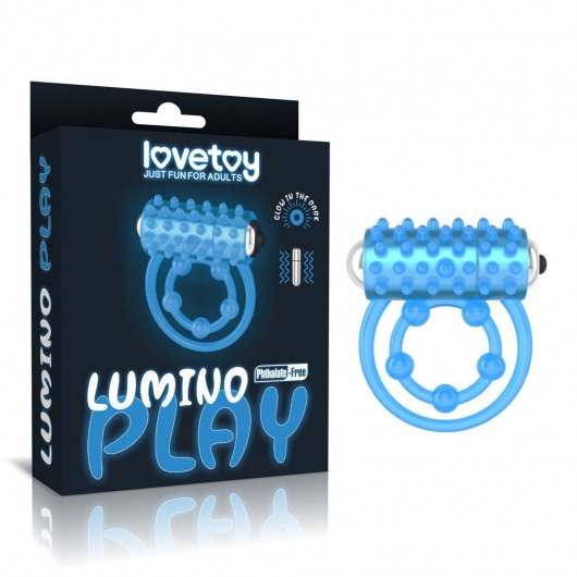 Голубое, светящееся в темноте виброкольцо Lumino Play Vibrating Penis Ring - Lovetoy - в Братске купить с доставкой