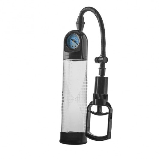 Прозрачная вакуумная помпа с манометром Deluxe Penis Pump - Dream Toys - в Братске купить с доставкой