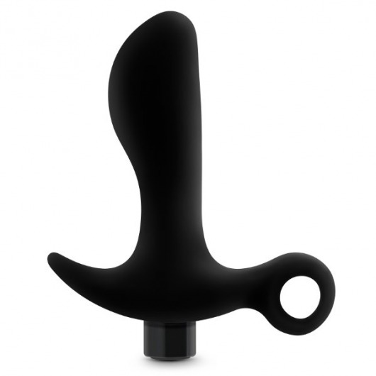 Черный анальный вибратор Silicone Vibrating Prostate Massager 01 - 10,8 см. - Blush Novelties - в Братске купить с доставкой