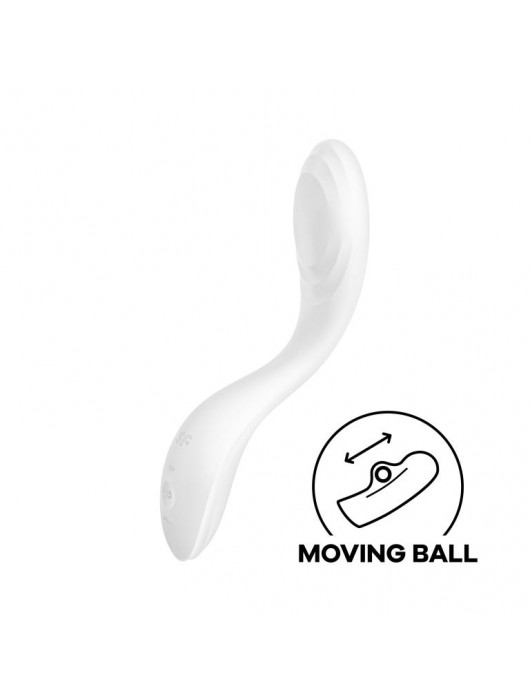 Белый вибромассажер Rrrolling Pleasure с движущимся шариком - 23 см. - Satisfyer