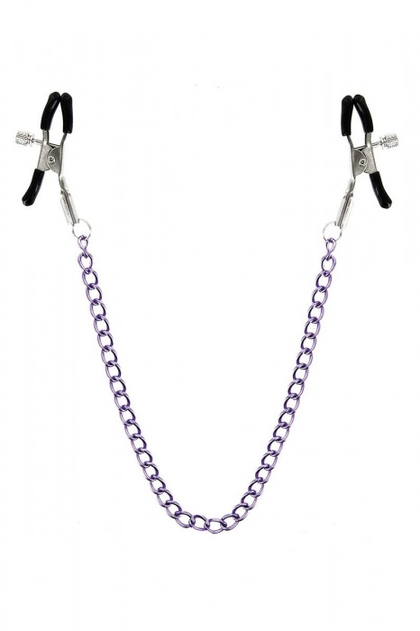 Зажимы для сосков с фиолетовой цепочкой Sweet Caress Nipple Chain - Sweet Caress - купить с доставкой в Братске