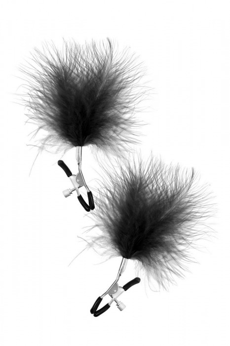 Зажимы на соски с черными пуховыми кисточками Sweet Caress Feather Nipple Clumps - Sweet Caress - купить с доставкой в Братске