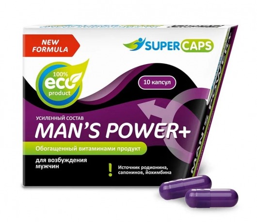 Возбуждающее средство для мужчин Mans Power plus - 10 капсул (0,35 гр.) +1 в подарок - SuperCaps - купить с доставкой в Братске