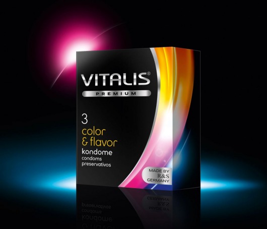 Цветные ароматизированные презервативы VITALIS PREMIUM color   flavor - 3 шт. - Vitalis - купить с доставкой в Братске