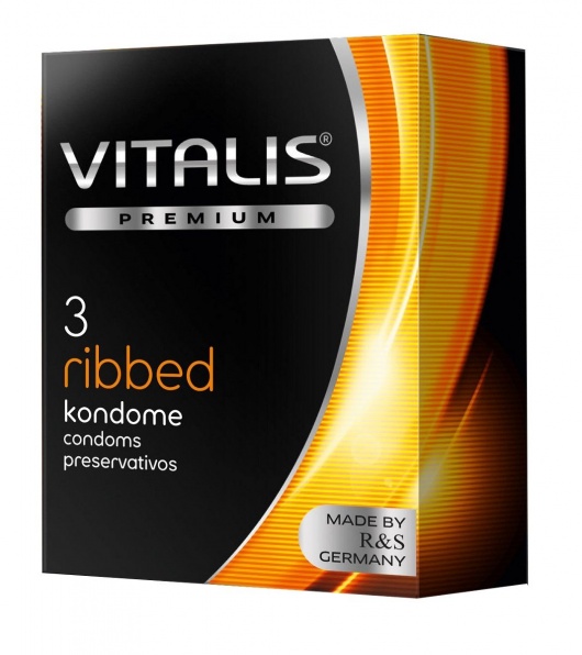 Ребристые презервативы VITALIS PREMIUM ribbed - 3 шт. - Vitalis - купить с доставкой в Братске