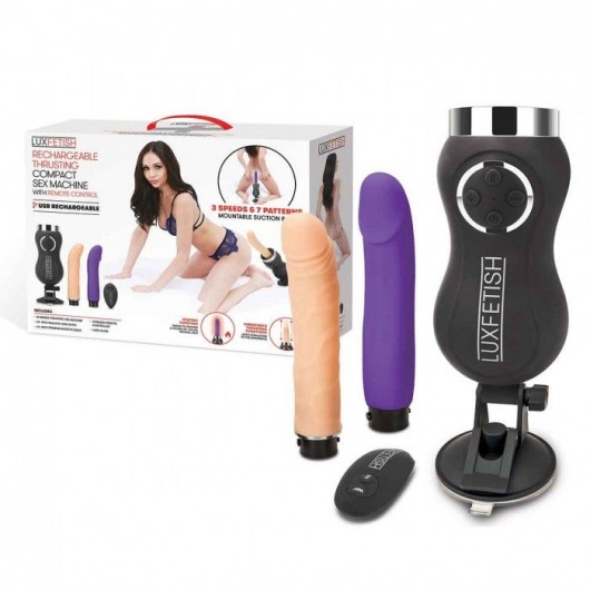 Портативная секс-машина Thrusting Compact Sex Machine c 2 насадками - Lux Fetish - купить с доставкой в Братске