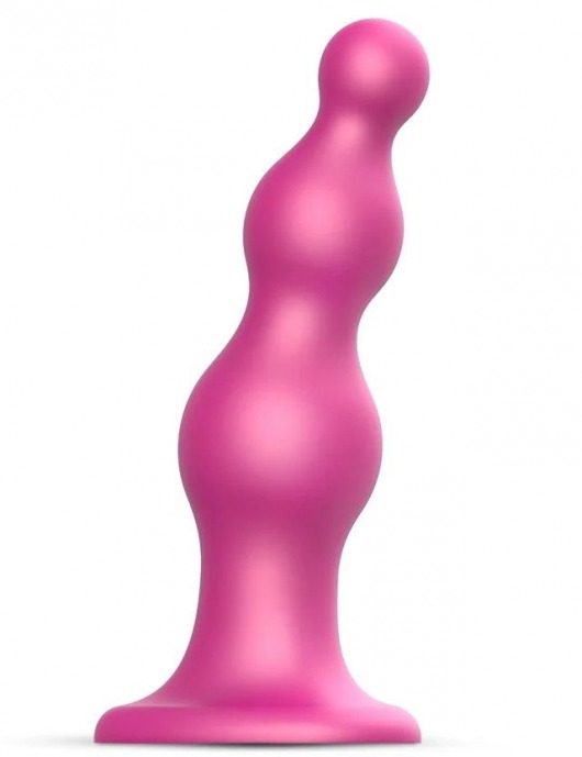 Розовая насадка Strap-On-Me Dildo Plug Beads size S - Strap-on-me - купить с доставкой в Братске