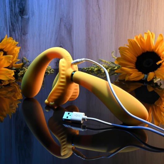 Желтый безремневой вибрострапон The Monarch - 23 см. - Evolved - купить с доставкой в Братске