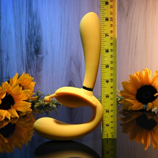 Желтый безремневой вибрострапон The Monarch - 23 см. - Evolved - купить с доставкой в Братске