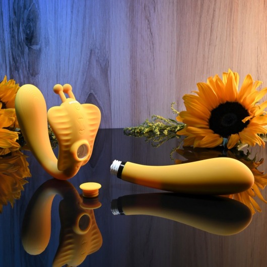 Желтый безремневой вибрострапон The Monarch - 23 см. - Evolved - купить с доставкой в Братске