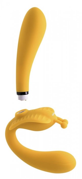 Желтый безремневой вибрострапон The Monarch - 23 см. - Evolved - купить с доставкой в Братске