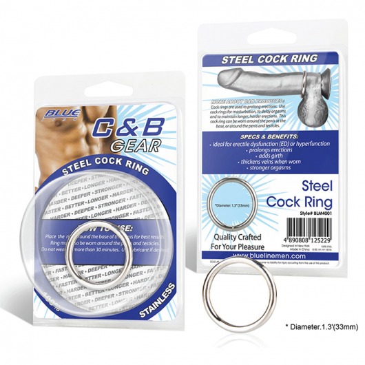 Стальное эрекционное кольцо STEEL COCK RING - 3.5 см. - BlueLine - в Братске купить с доставкой