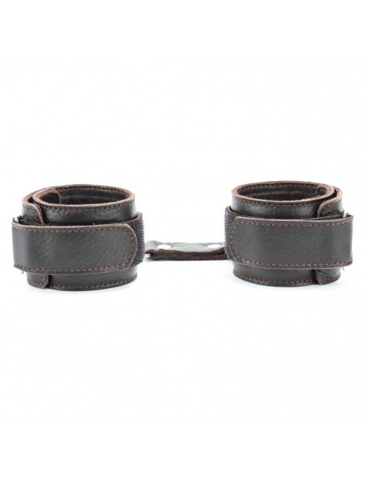 Коричневые кожаные оковы с клепками - БДСМ Арсенал - купить с доставкой в Братске