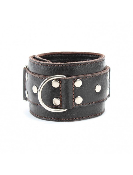 Коричневые кожаные оковы с клепками - БДСМ Арсенал - купить с доставкой в Братске