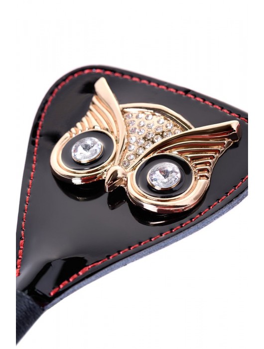 Чёрный стек с совой на кожаном наконечнике - 24 см. - ToyFa - купить с доставкой в Братске