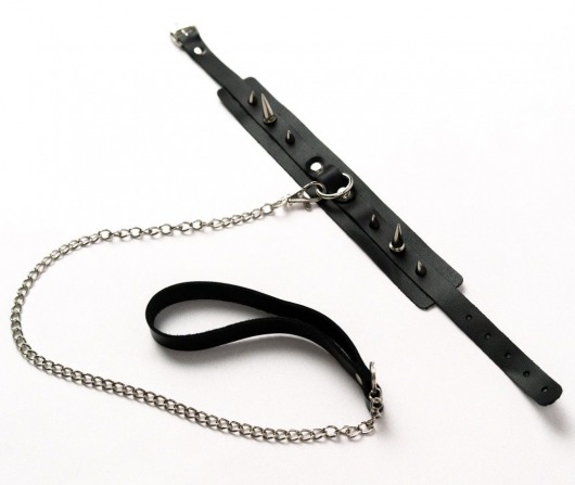 Черный ошейник с шипами и поводком - Crazy Handmade - купить с доставкой в Братске