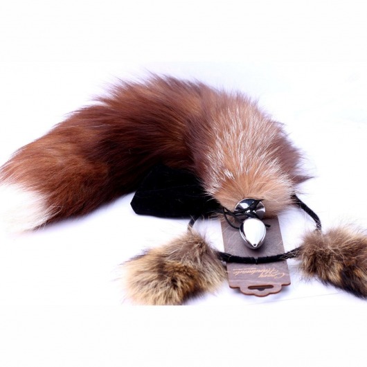 Игровой комплект: серебристая анальная пробка с пушистым хвостом и ободок-ушки - Crazy Handmade - купить с доставкой в Братске