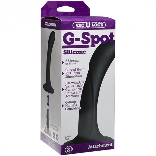 Черная изогнутая насадка Vac-U-Lock G-Spot - 16,5 см. - Doc Johnson - купить с доставкой в Братске