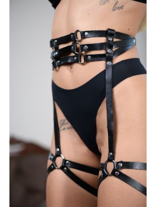 Кожаные гартеры на поясе Esteria - БДСМ Арсенал - купить с доставкой в Братске