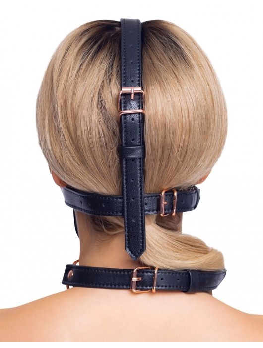 Черный намордник с кляпом-шаром Head Harness With A Gag - Orion - купить с доставкой в Братске