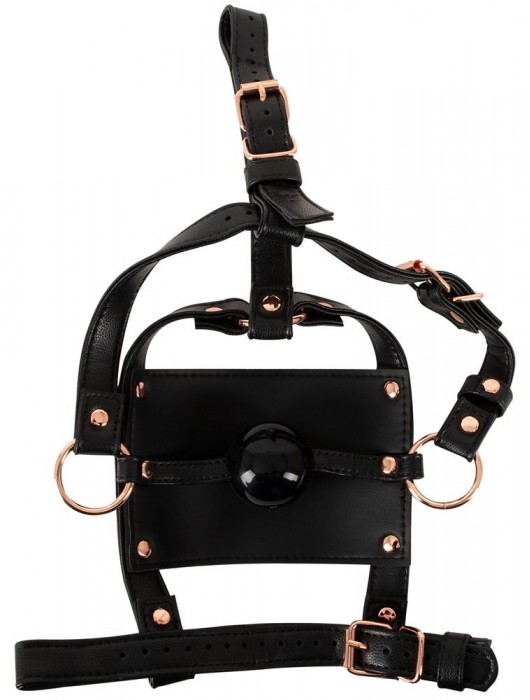Черный намордник с кляпом-шаром Head Harness With A Gag - Orion - купить с доставкой в Братске