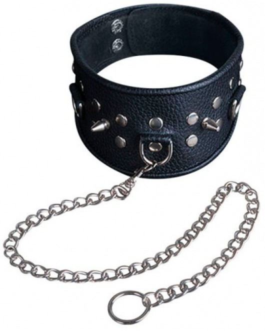 Чёрный ошейник из кожи - Sitabella - купить с доставкой в Братске
