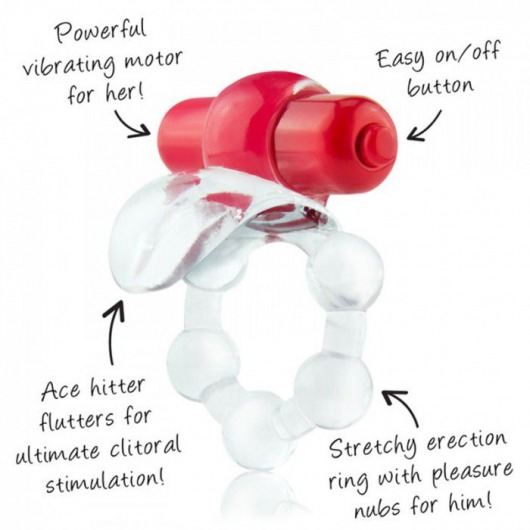 Виброкольцо с язычком и красным виброэлементом Overtime - Screaming O - в Братске купить с доставкой
