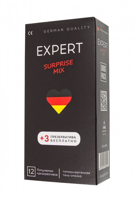 Презервативы EXPERT Surprise Mix - 12 шт.(+3 в подарок) - Expert - купить с доставкой в Братске