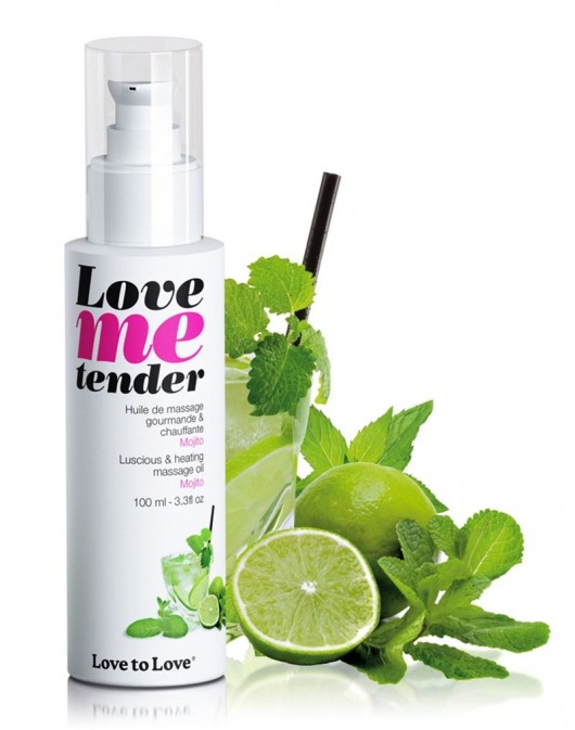 Съедобное согревающее массажное масло Love Me Tender Mojito с ароматом мохито - 100 мл. - Love to Love - купить с доставкой в Братске