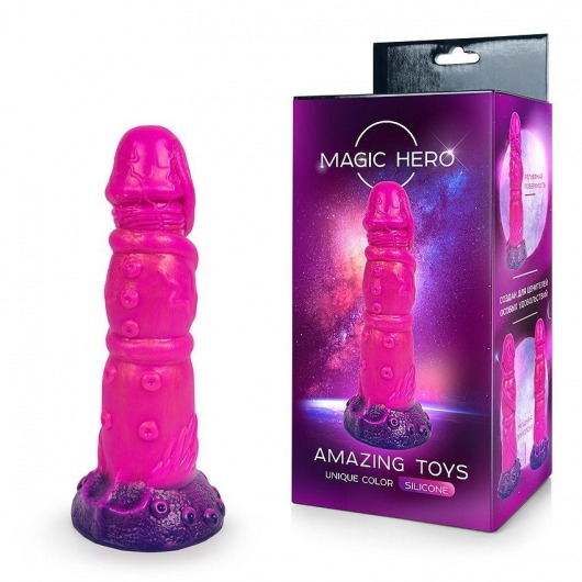 Розовый рельефный фантазийный фаллоимитатор - 20 см. - Bior toys - купить с доставкой в Братске