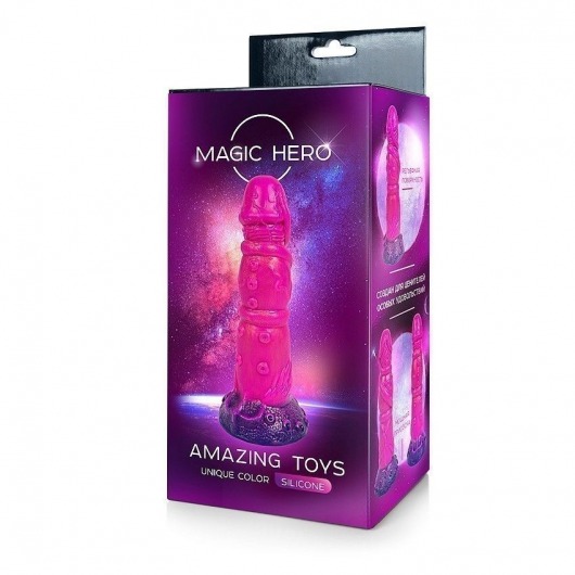 Розовый рельефный фантазийный фаллоимитатор - 20 см. - Bior toys - купить с доставкой в Братске