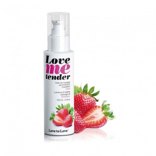 Съедобное согревающее массажное масло Love Me Tender Strawberry с ароматом клубники - 100 мл. - Love to Love - купить с доставкой в Братске