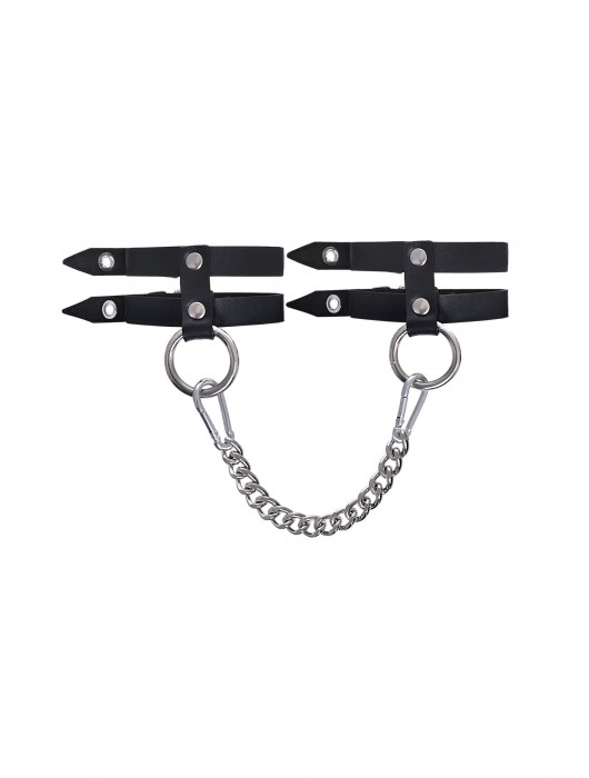 Черные однослойные кожаные оковы из двух ремешков - Pecado - купить с доставкой в Братске