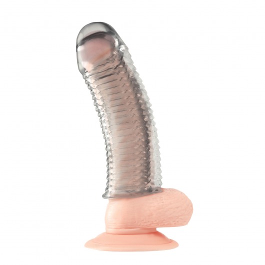 Текстурированная насадка на пенис Clear Textured Penis Enhancing Sleeve Extension - 16,5 см. - BlueLine - в Братске купить с доставкой