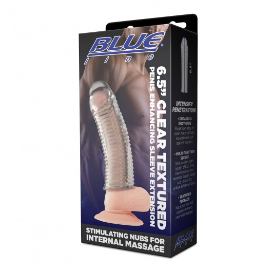 Текстурированная насадка на пенис Clear Textured Penis Enhancing Sleeve Extension - 16,5 см. - BlueLine - в Братске купить с доставкой