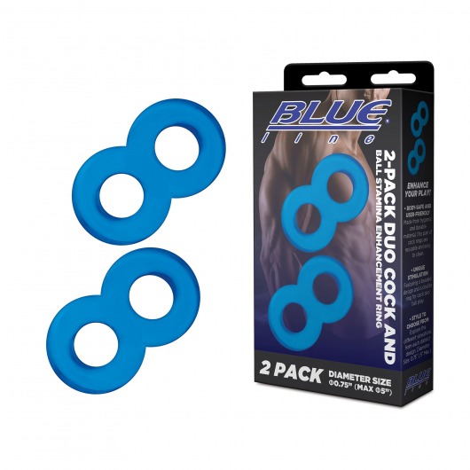 Комплект из 2 эрекционных колец-восьмерок 2-Pack Duo Cock And Ball Stamina Enhancement Ring - BlueLine - в Братске купить с доставкой