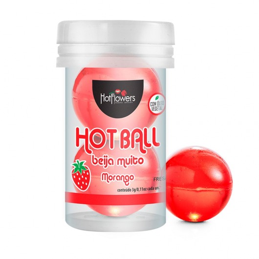 Лубрикант на масляной основе Hot Ball Beija Muito с ароматом клубники (2 шарика по 3 гр.) - HotFlowers - купить с доставкой в Братске