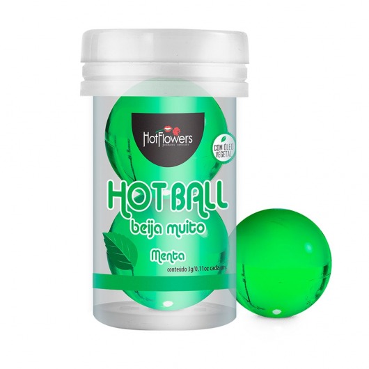 Лубрикант на масляной основе Hot Ball Beija Muito с ароматом мяты (2 шарика по 3 гр.) - HotFlowers - купить с доставкой в Братске