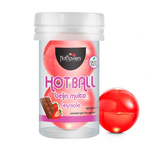 Лубрикант на масляной основе Hot Ball Beija Muito с ароматом шоколада и клубники (2 шарика по 3 гр.) - HotFlowers - купить с доставкой в Братске