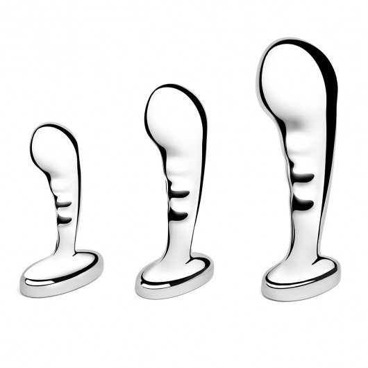 Набор из 3 стальных стимуляторов простаты Stainless Steel P-spot Training Set - b-Vibe - в Братске купить с доставкой