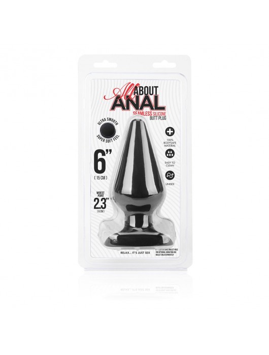 Черный плаг из силикона Seamless Silicone Butt Plug - 15 см. - All About Anal
