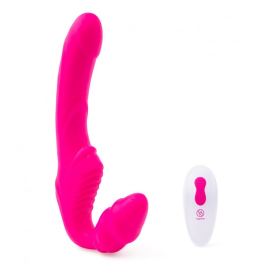 Розовый безремневой страпон на радиоуправлении Strapless Together - 22 см. - Together Toy - купить с доставкой в Братске