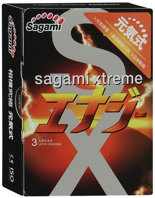 Презервативы Sagami Xtreme ENERGY с ароматом энергетика - 3 шт. - Sagami - купить с доставкой в Братске